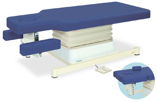 垂直電動Ｃタイプ（高さ調節型マッサージベッド）　手置き台付きオートリターン機能調節垂直電動ベッド